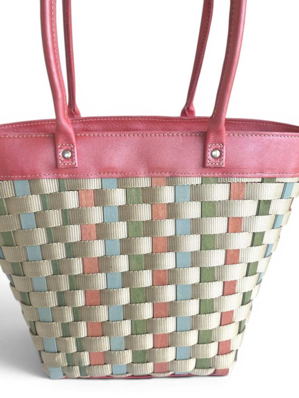 Longaberger TO GO WOVEN BASKET Leather PURSE TOTE Mother’s Day 2008 Pink USA - Picture 5 of 10